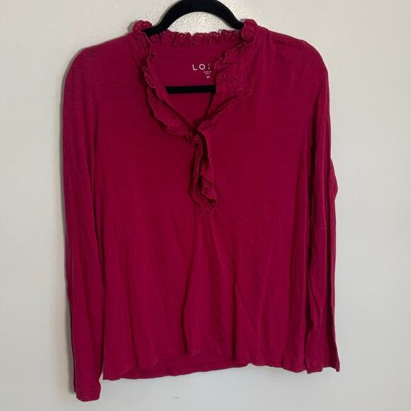 Loft Magenta Long Sleeve shirt size medium - Picture 1 of 6
